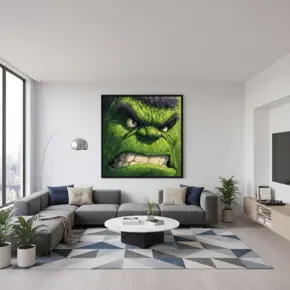 Hulk wall art in a living room